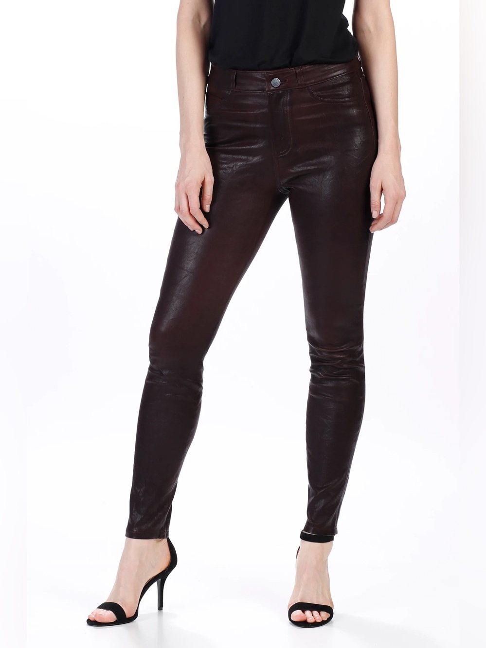 Paige Black Cherry Genuine Leather Pants N262-15